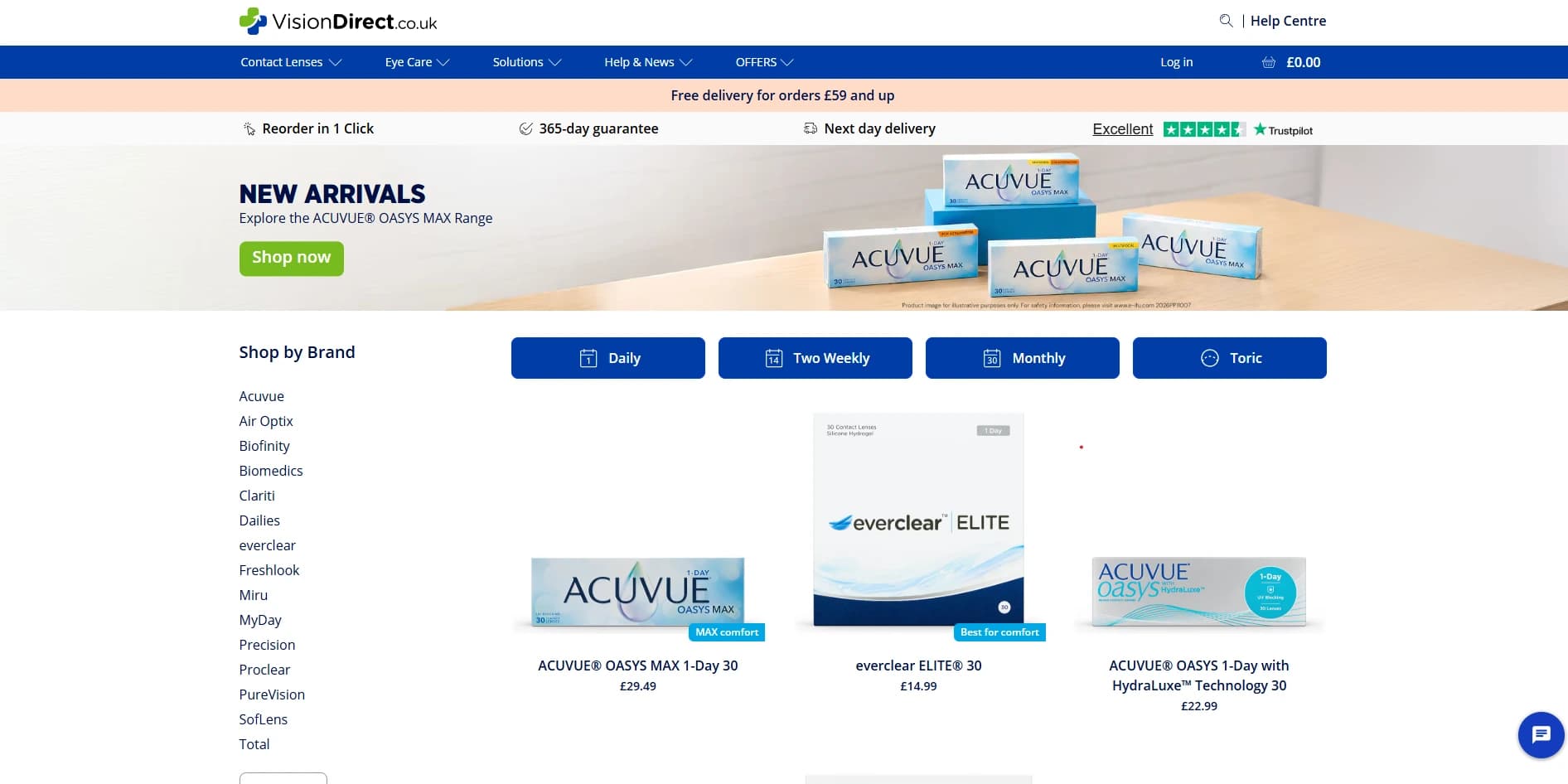 Vision Direct ecommerce project preview